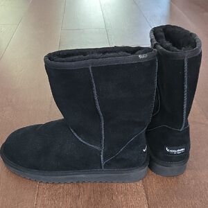 Koolaburra Black Suede Short Boot with Logo Patch